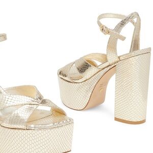 Snake skin gold ski high platform